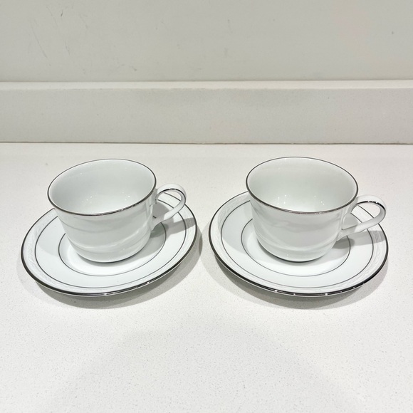 NWT set of 2 Noritake Whitescapes China Stoneleigh cup and saucer sets - Picture 1 of 6